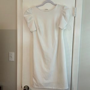 White elbow sleeve knee/midi dress. NWOT. Perfect for bridal